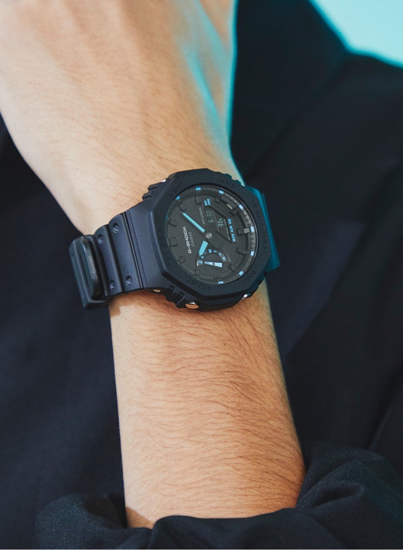 كاسيو ساعة جي شوك للرجال باللون الأسود ساعة أزياء أنالوج ديجيتال كوارتز GA-2100-1A1 - Image 3